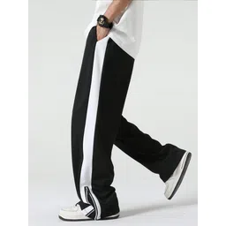jump cuts Men Colorblock Black Track Pants-picture-18