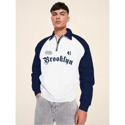 jump cuts Men Printed Polo Neck Cotton Blend Dark Blue, White T-Shirt-picture-20