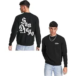 jump cuts Men Round Neck Full Sleeve Printed Black and White Slim Fit Cotton Blend Sweatshirt-picture-56