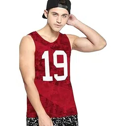 jump cuts Men Round Neck Red Vest Tshirt-picture-24