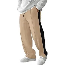 jump cuts Mens Colorblock Beige and Black Loose Fit Trackpant-picture-21