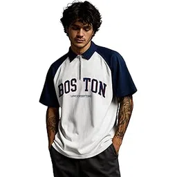 jump cuts Mens Printed Polo Neck Full Sleeve Black and Beige Cotton Blend T-Shirt-picture-37