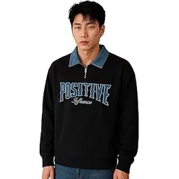 Jump Cuts || Mens || Half Zipper || Printed || Polo Neck || Full Sleeve || Cotton Blend || T-Shirt-picture-25