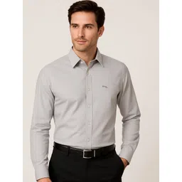 JUMP USA Men Classic Fit Solid Spread Collar Formal Shirt image 5
