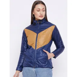 JUMP USA Women Blue & Beige Colourblocked Puffer Jacket-picture-31