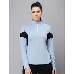 JUMP USA Women Blue & Black Rapid Dry T-shirt image 1