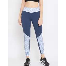 JUMP USA Women Blue & White Printed e-Dry Technology Active Wear Tights-picture-20