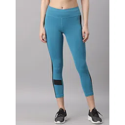 JUMP USA Women Teal Blue & Black Solid High-Rise Rapid-Dry Tights-picture-10