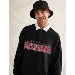 JUMPCUTS Men Typography Printed Polo Collar Cotton Slim Fit T-shirt image 3