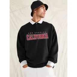 JUMPCUTS Men Typography Printed Polo Collar Cotton Slim Fit T-shirt image 1