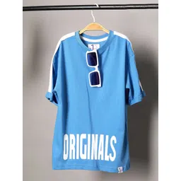 Jumping Joey Boys Blue Typography Printed Drop-Shoulder Sleeves Pure Cotton T-shirt-picture-13