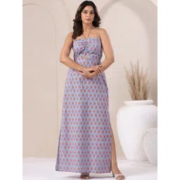 June 9 Clothing Floral Print Halter Neck Maxi Dress-picture-34