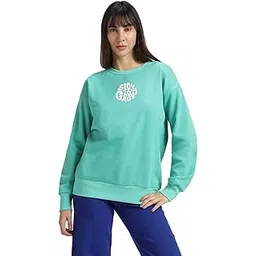 juneberry Cotton Poly Fleece Regular Fit Orange & Pink Graphic Print Sweatshirt for Women-picture-36