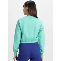 JUNEBERRY Crew Neck Fleece Cropped Pullover Sweatshirt image 5