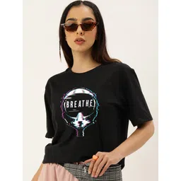 JUNEBERRY Graphic Printed Drop-Shoulder Sleeves Pure Cotton T-shirt-picture-31