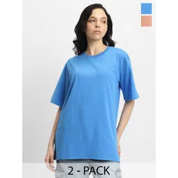 JUNEBERRY Pack Of 2 Oversized Pure Cotton T-shirts-picture-15