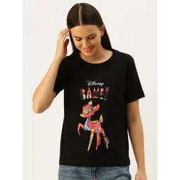 JUNEBERRY Women Black Printed Cotton T-shirt-picture-24