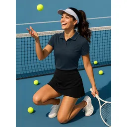 JUNEBERRY Women Solid Polo Collar Cotton T-shirt-picture-26