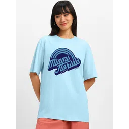 JUNEBERRY Women Typography Printed Round Neck Pure Cotton Oversized T-shirt-picture-35