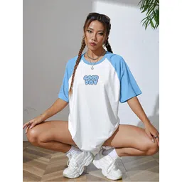 JUNEBERRY Women Typography Printed Round Neck Pure Cotton Oversized T-shirt-picture-38