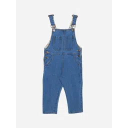 Jungleebilli Kids Blue Solid Denim Dungarees image 1