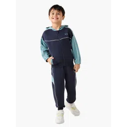 Juniors by Babyshop Boys Colourblocked Hooded Sweatshirt With Joggers-picture-11