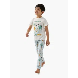 Juniors by Babyshop Boys Dino Printed Round Neck Pure Cotton T-shirt with Pyjamas-picture-39