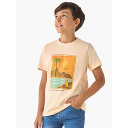 Juniors by Babyshop Boys Graphic Printed Round Neck Drop Shoulder Sleeves Cotton T-shirt-picture-38
