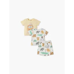 Juniors by Babyshop Boys Pack Of 2 Printed Round Neck Pure Cotton T-shirts With Shorts-picture-32