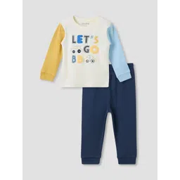 Juniors by Babyshop Boys Typography Printed Round Neck Pure Cotton Night suit-picture-55