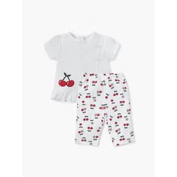 Juniors by Babyshop Girls Printed Round Neck Pure Cotton Top with Pyjamas-picture-46