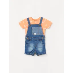 Juniors by Lifestyle Baby Boys Mid Blue Dungaree Set-picture-36