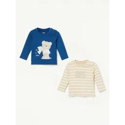 Juniors By Lifestyle Beige & Blue Cotton Regular Fit Striped T-Shirts - Pack Of 2-picture-45