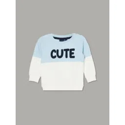 Juniors By Lifestyle Blue & White Cotton Regular Fit Embroidered Sweatshirt-picture-39
