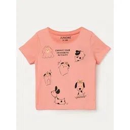 Juniors by Lifestyle Girls Graphic Printed Short Sleeves Regular Fit Cotton T-Shirt-picture-33