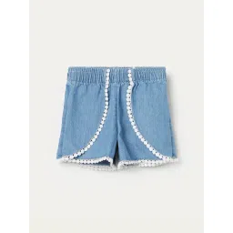 Juniors by Lifestyle Girls Mid Blue Cotton Shorts-picture-34