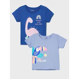 Juniors by Lifestyle Girls Pack of 2 Graphic Printed Round Neck Cotton T-shirts-picture-21