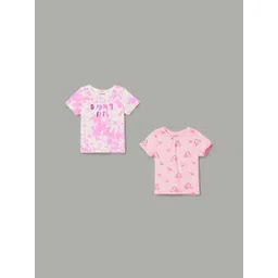 Juniors by Lifestyle Girls Pack of 2 Printed Cotton Round Neck Tshirts-picture-22