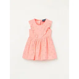 Juniors by Lifestyle Girls Peach Cotton Embroidery Dress-picture-18