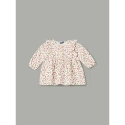 Juniors by Lifestyle Girls White Cotton Floral Print Dress-picture-31