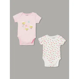 Juniors by Lifestyle Infant Girls Pack Of 2 Printed Pure Cotton Bodysuits-picture-34
