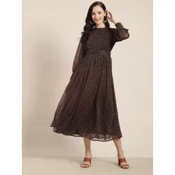 Juniper Black & Pink Floral Chiffon Midi Dress-picture-24