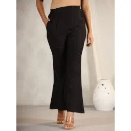 Juniper Black Modal Rayon Women Partially Elasticated Bell Bottom Pants With Single Side Pocket-picture-19