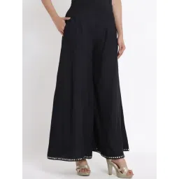 Juniper Black Solid Rayon Lacy Kalidar & Flared Palazzo-picture-13