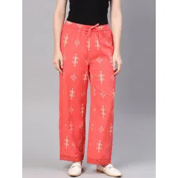 Juniper Coral Cotton Printed Palazzos-picture-19