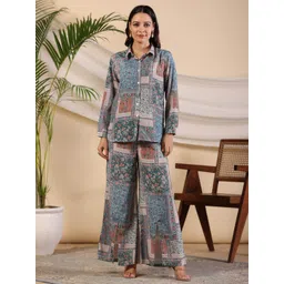 Juniper Ethnic Motifs Printed Shirt & Trousers Co-Ords-picture-31