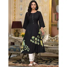 Juniper Floral Printed Flared Sleeves Liva A-Line Kurta-picture-34