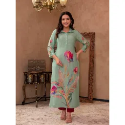 Juniper Green Floral Kurta-picture-20