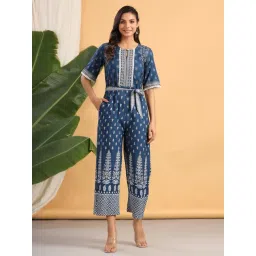 Juniper Indigo rayon slub embroidered jumpsuit-picture-43