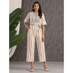 Juniper Ivory Ethnic Motif Printed Rayon Jumpsuit With Zip-picture-14